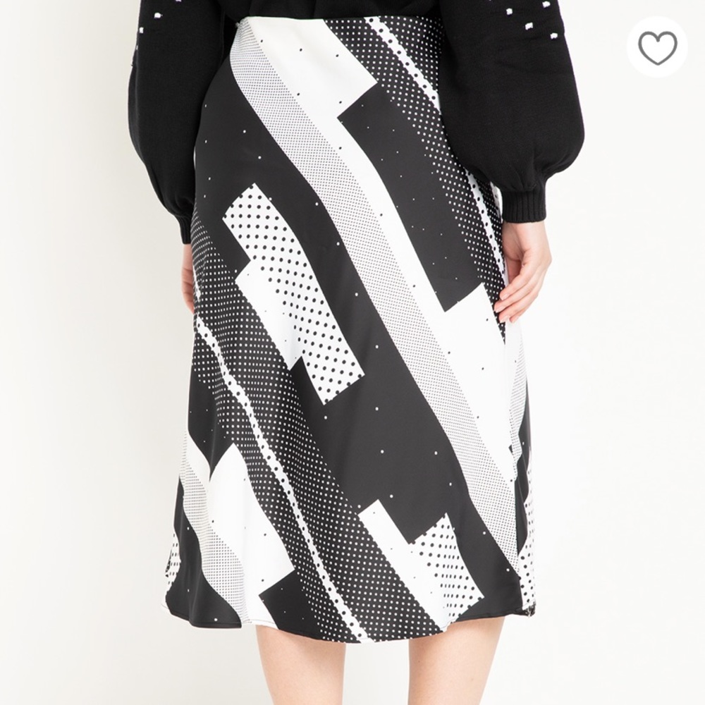 Eloquii Black White Print Midi Skirt Size 14